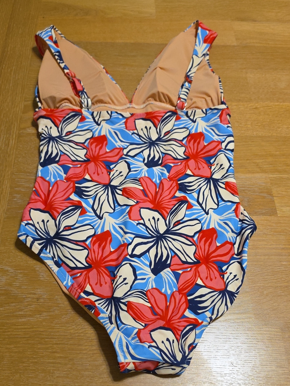 J. Crew RUCHED PLUNGING Floral  One-Piece in Coral, Blue & Cream SIZE L NEW - Picture 12 of 15